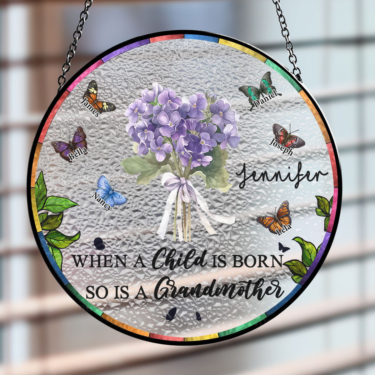 When A Child Is Born - Personalized Custom Window Hanging Suncatcher