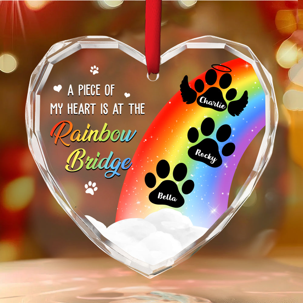 Piece Of Dog Mom Heart - Personalized Custom Glass Ornament