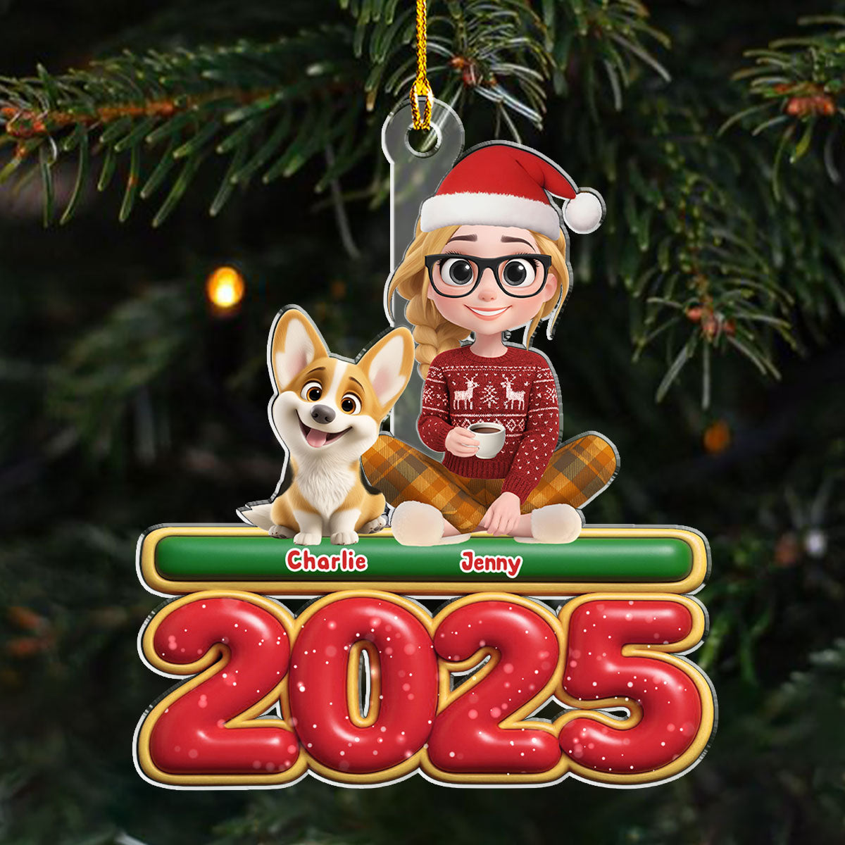 Me And My Dog - Personalized Custom Acrylic Ornament