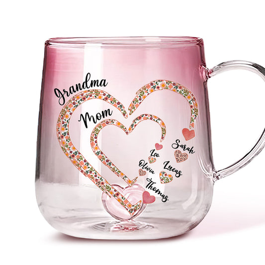 Mimi Heart - Personalized Custom Pink Gradient Glass Mug