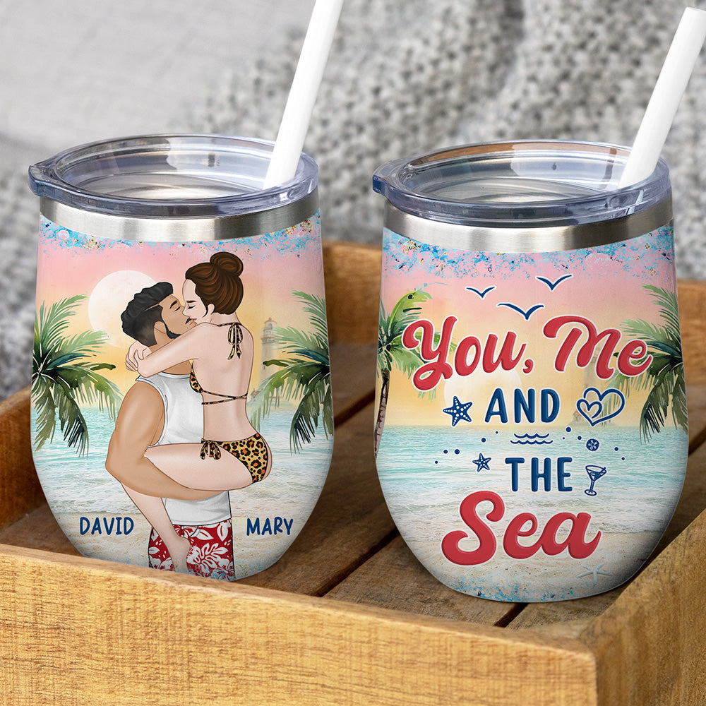 You Me And The Sea - Personalized Custom Wine Tumbler