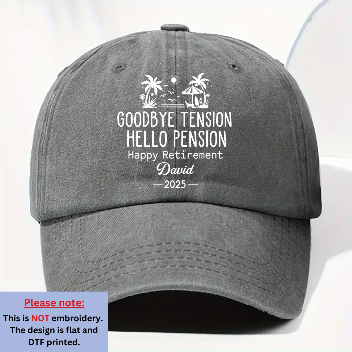 No Alarm Clocks Anymore - Personalized Custom Vintage Washed Denim Cap