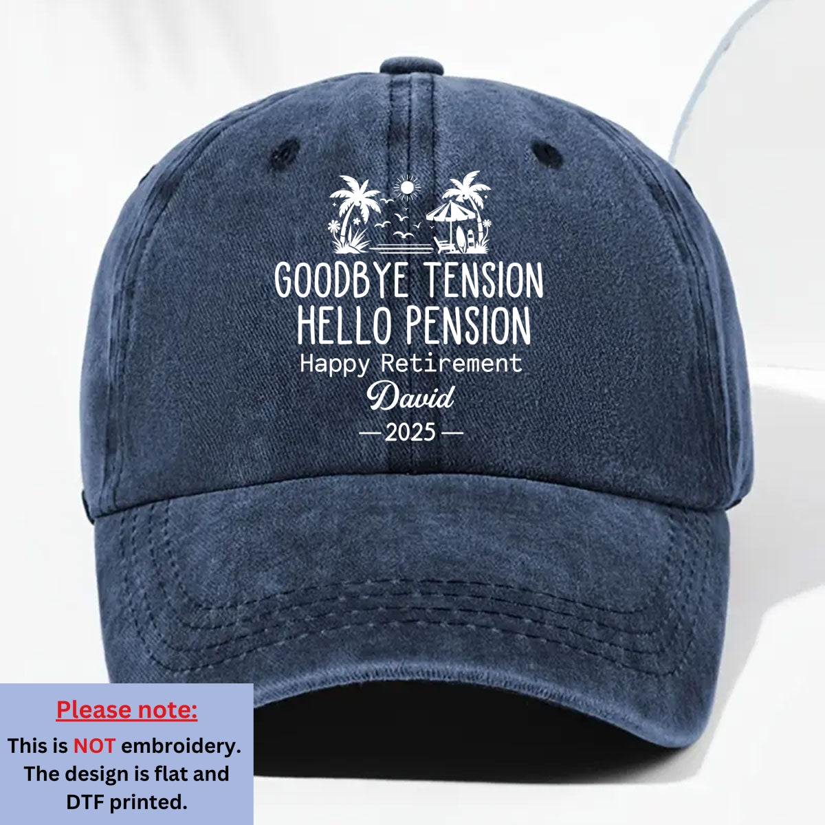 No Alarm Clocks Anymore - Personalized Custom Vintage Washed Denim Cap