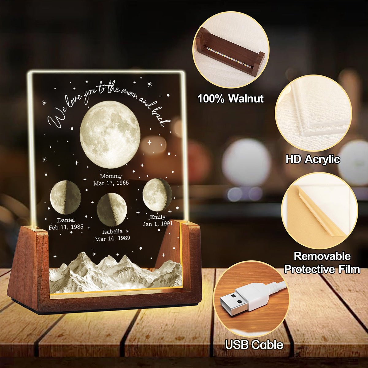 We Cherish You Beyond Stars - Personalized Custom Plaque With Walnut Base