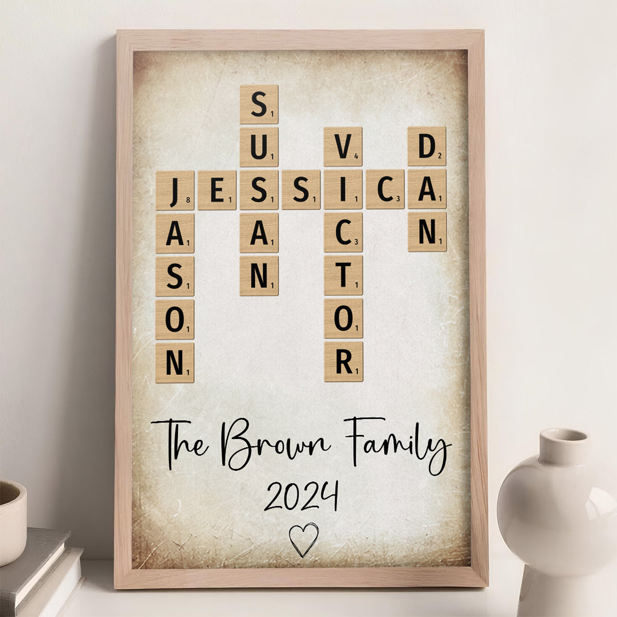 Family Crossword Art  - Personalized Custom Poster