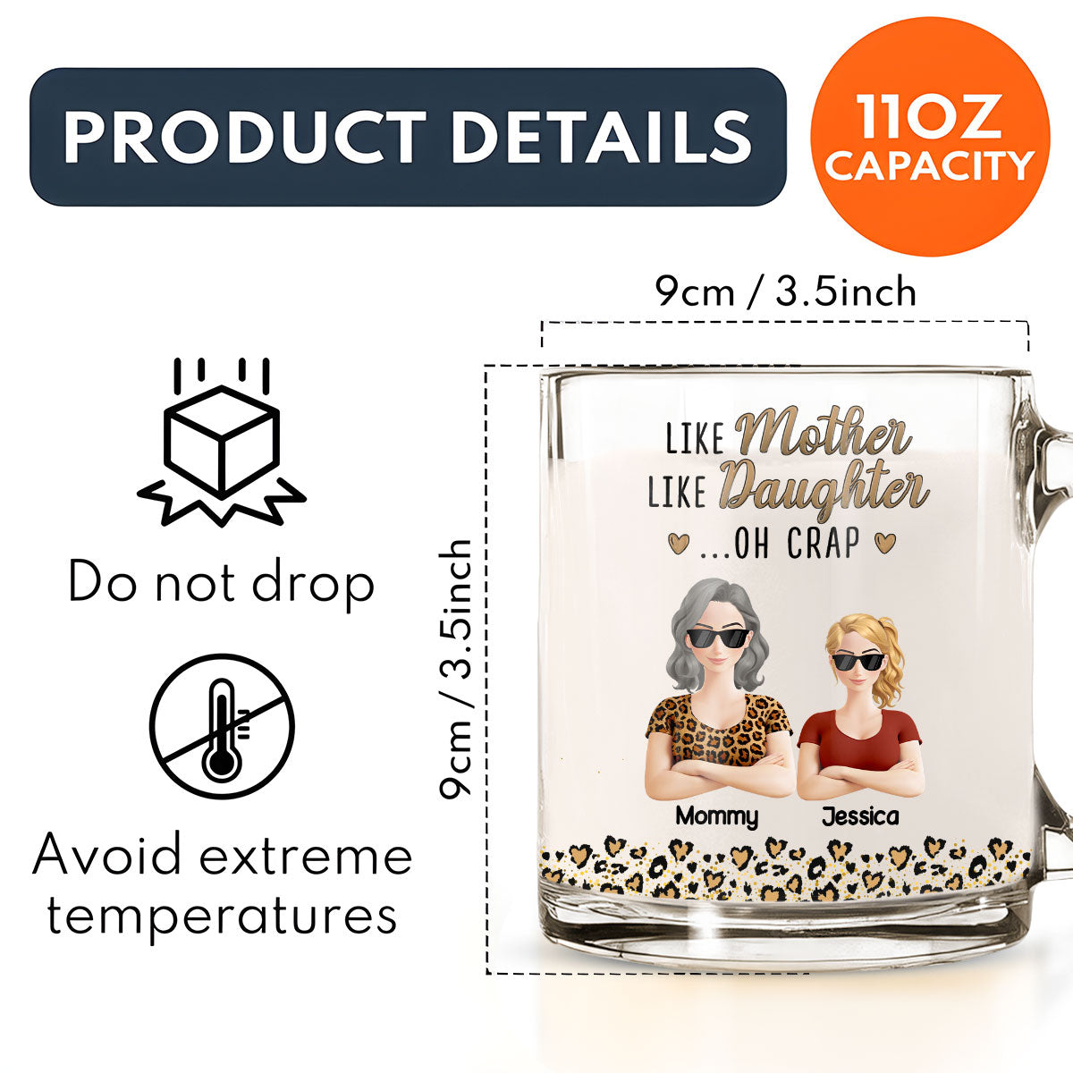 Like Mother Like Daughter - Personalized Custom Glass Mug