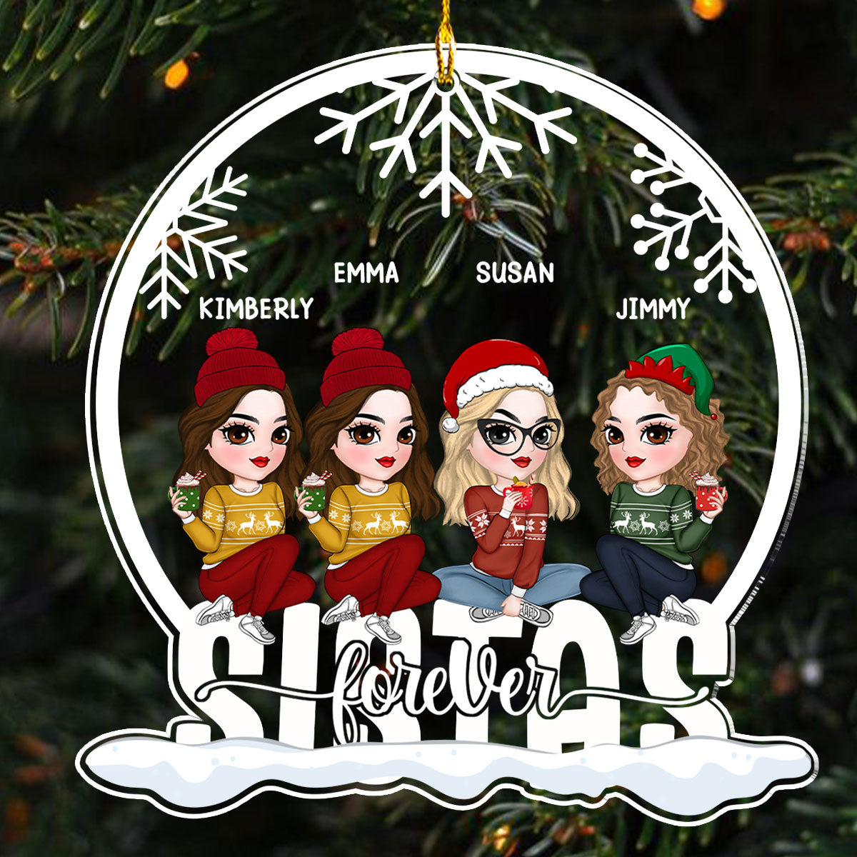 Besties Forever Version 2 - Personalized Custom Acrylic Ornament