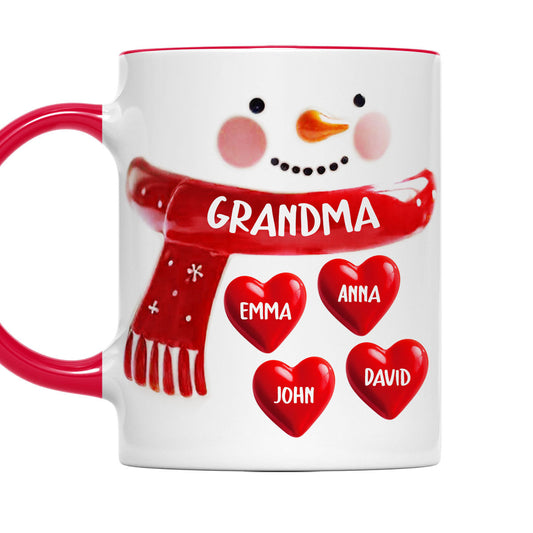 Snowman Grandma - Personalized Custom 3D Inflated Effect Accent Mug