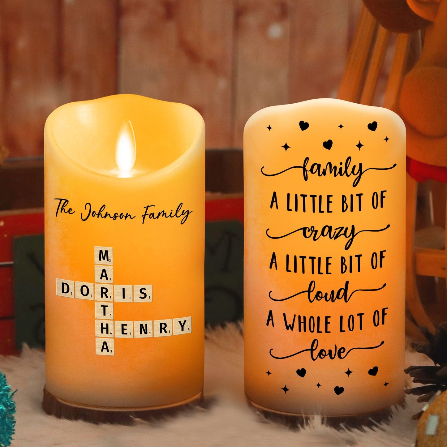 Family A Whole Lot Of Love  - Personalized Custom LED Candle