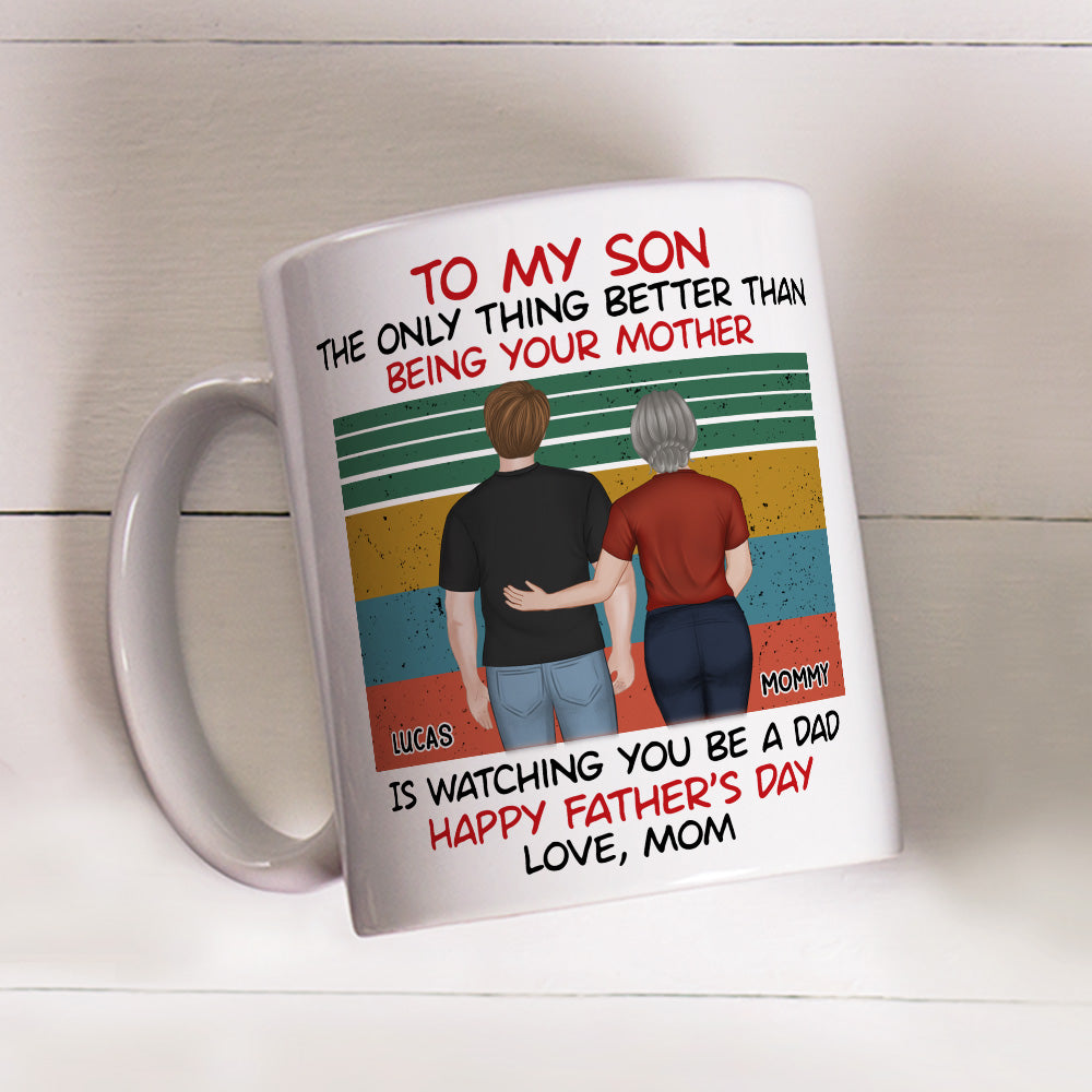 Awesome Son Better Dad Back View - Personalized Custom Coffee Mug