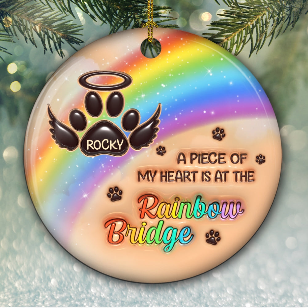 I Wish The Rainbow Bridge Had Visiting Hours - Personalized Custom 3D Inflated Effect Ceramic Ornament