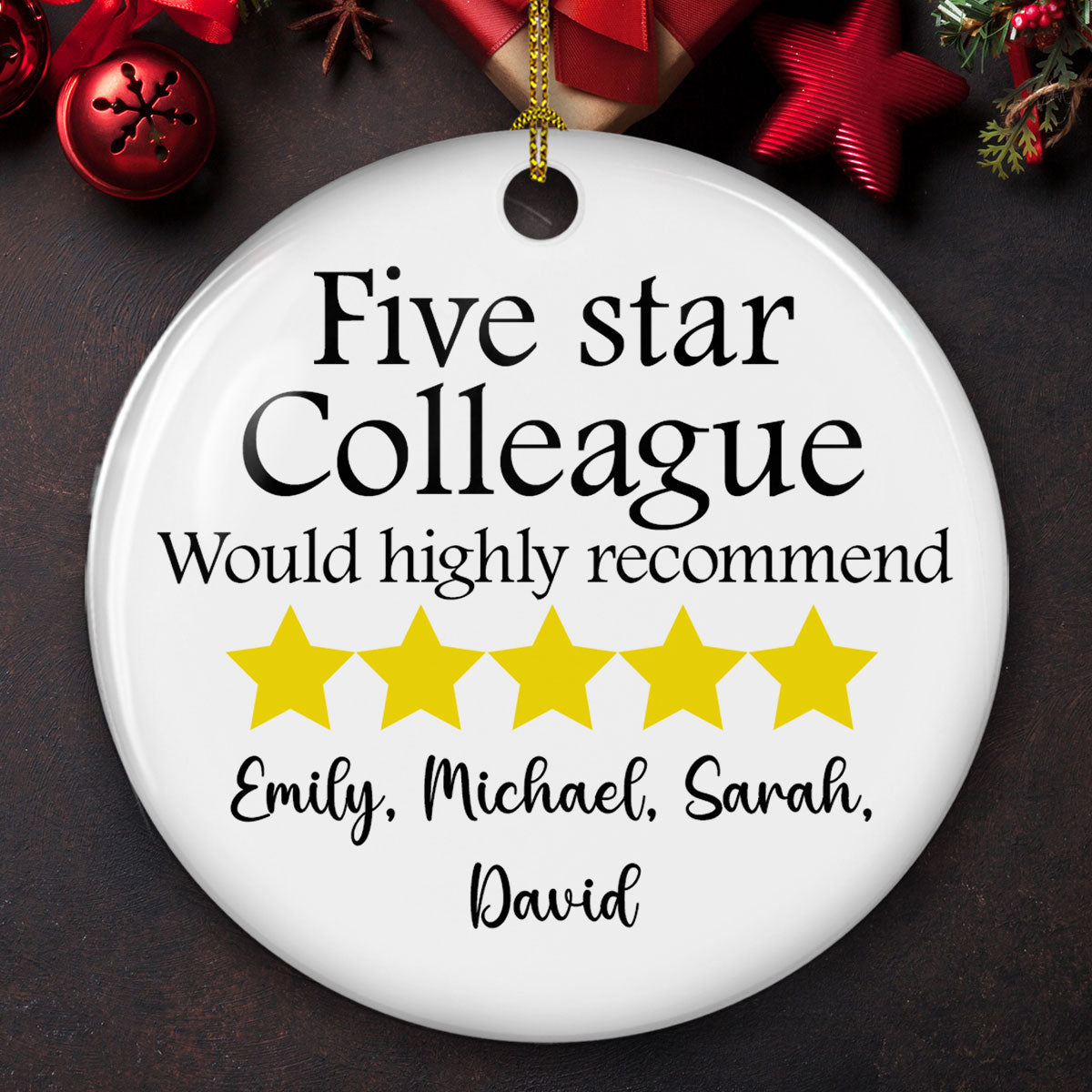 Five Star Colleague - Personalized Custom Ceramic Ornament