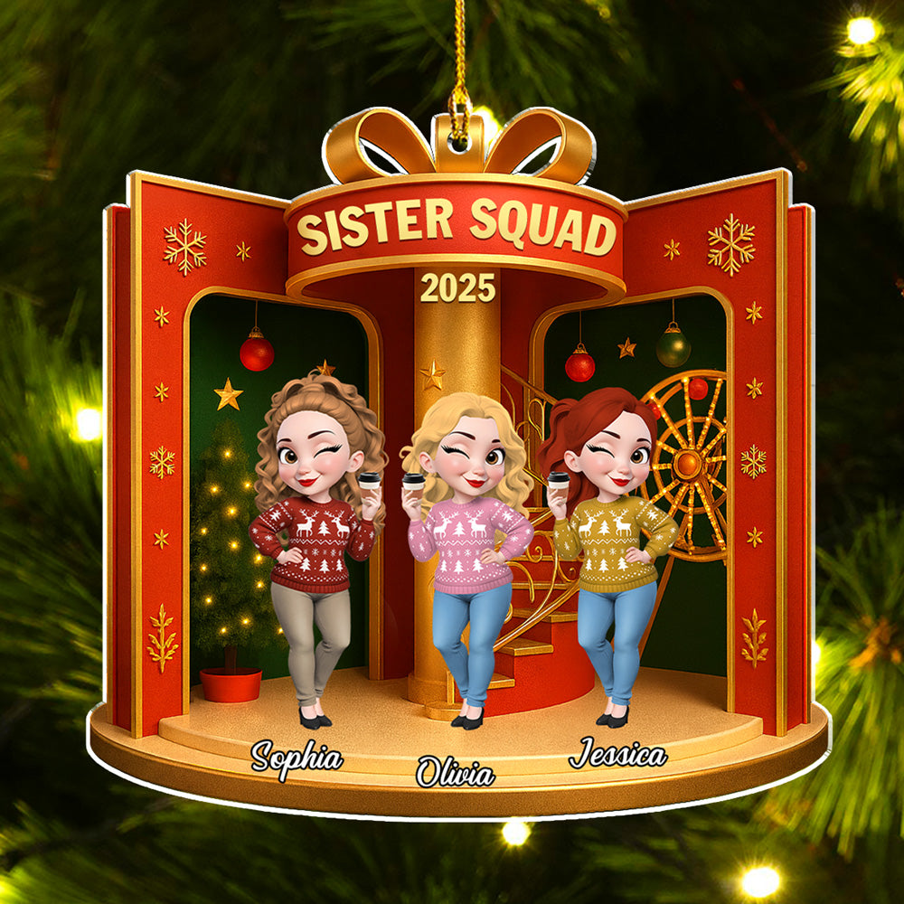 Besties In The Dollhouse - Personalized Custom Acrylic Ornament