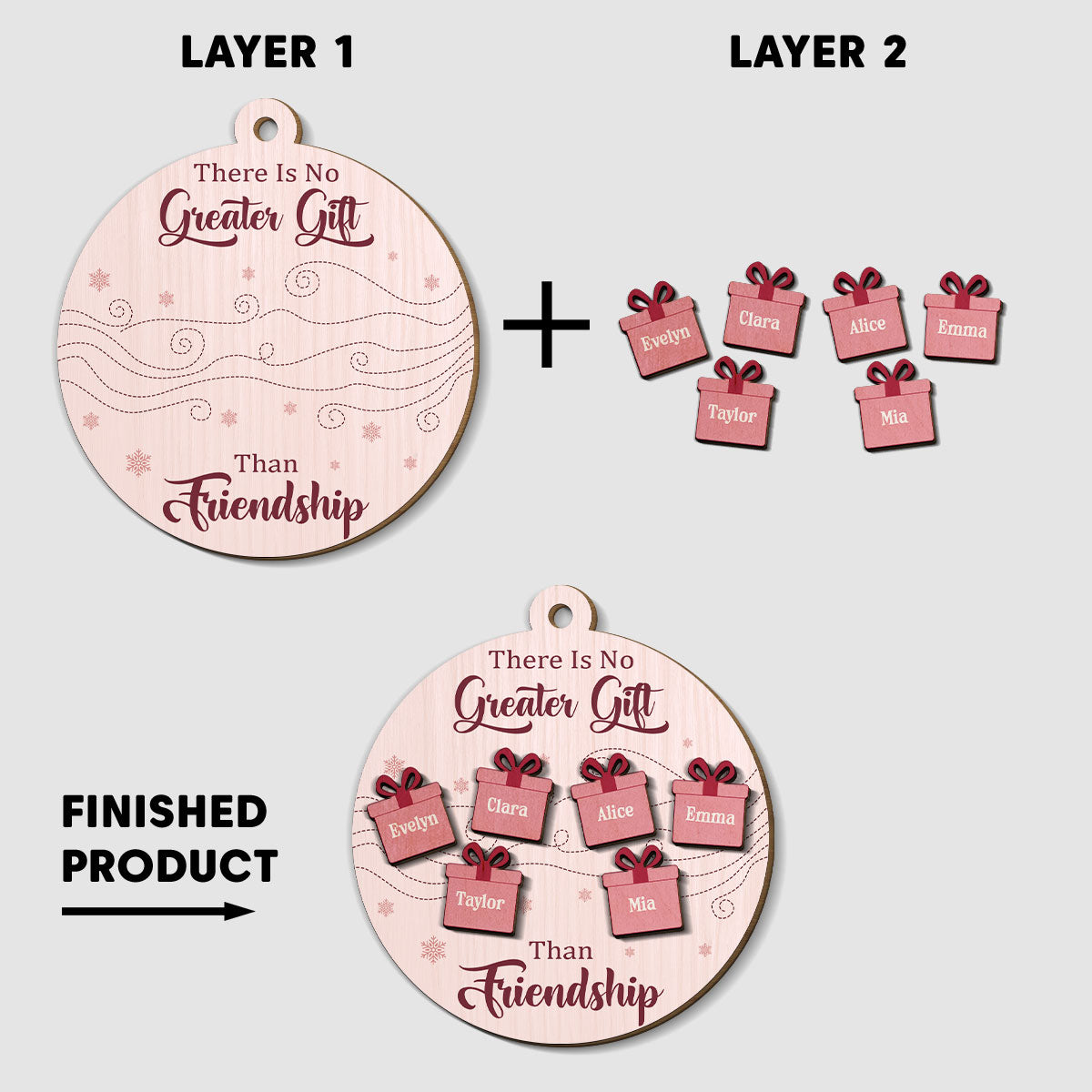 There Is No Greater Gift Than My Friends - Personalized Custom Freeshape 2-Layered Wood Ornament
