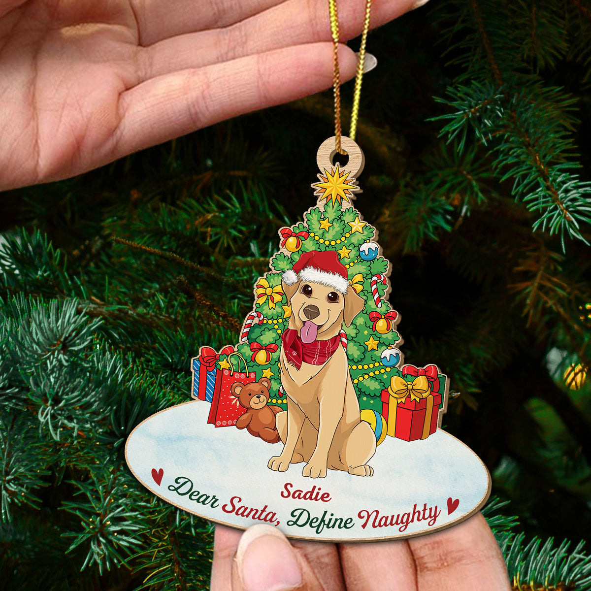 Define Naughty Dog - Personalized Custom Wood Ornament