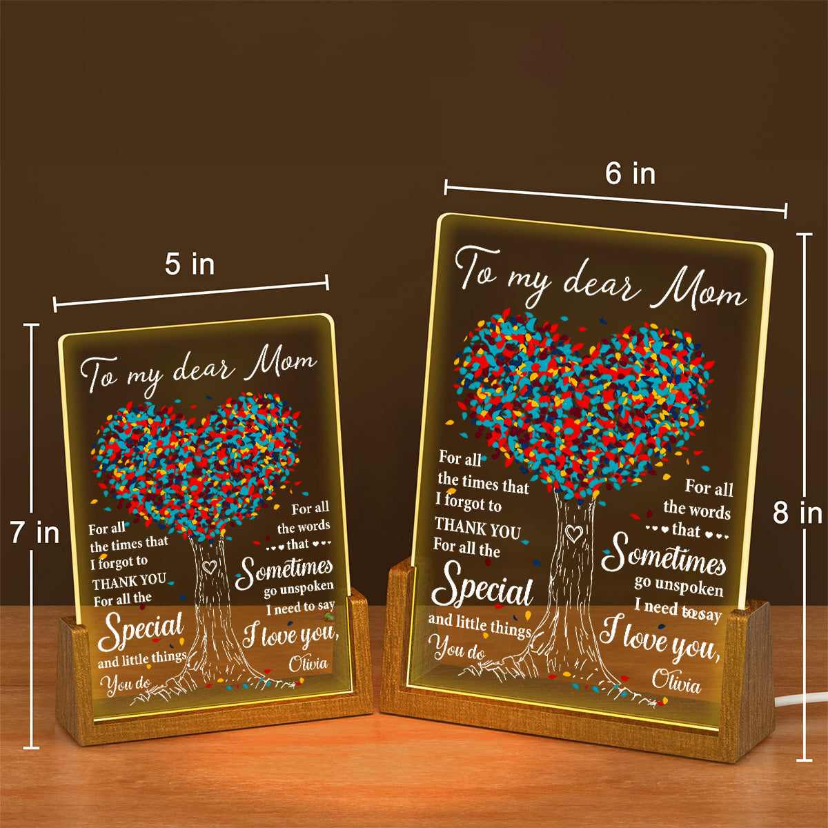 To My Dear Mom - Personalized Custom Plaque With Walnut Base