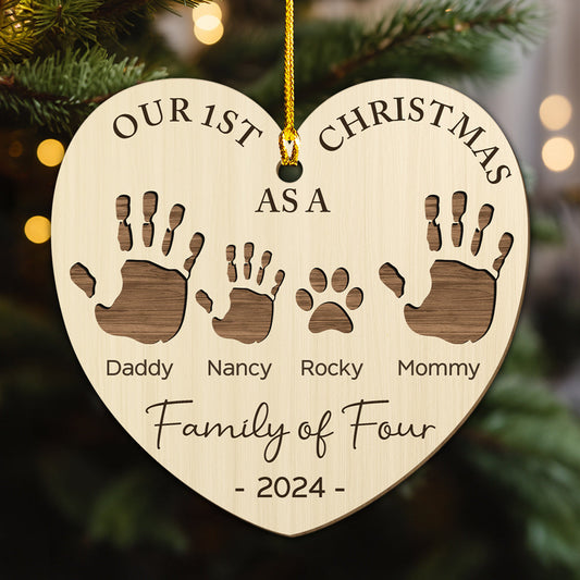 Happy 1st Christmas As A Family - Personalized Custom Wood Ornament