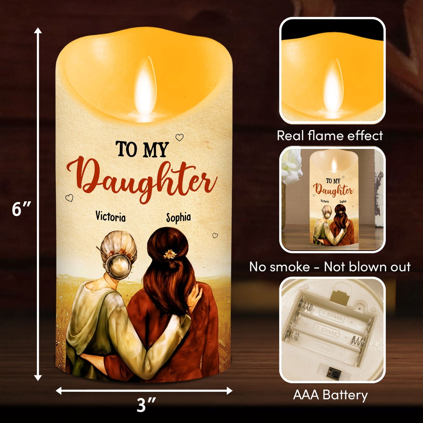 To My Daughter I Love You - Personalized Custom LED Candle