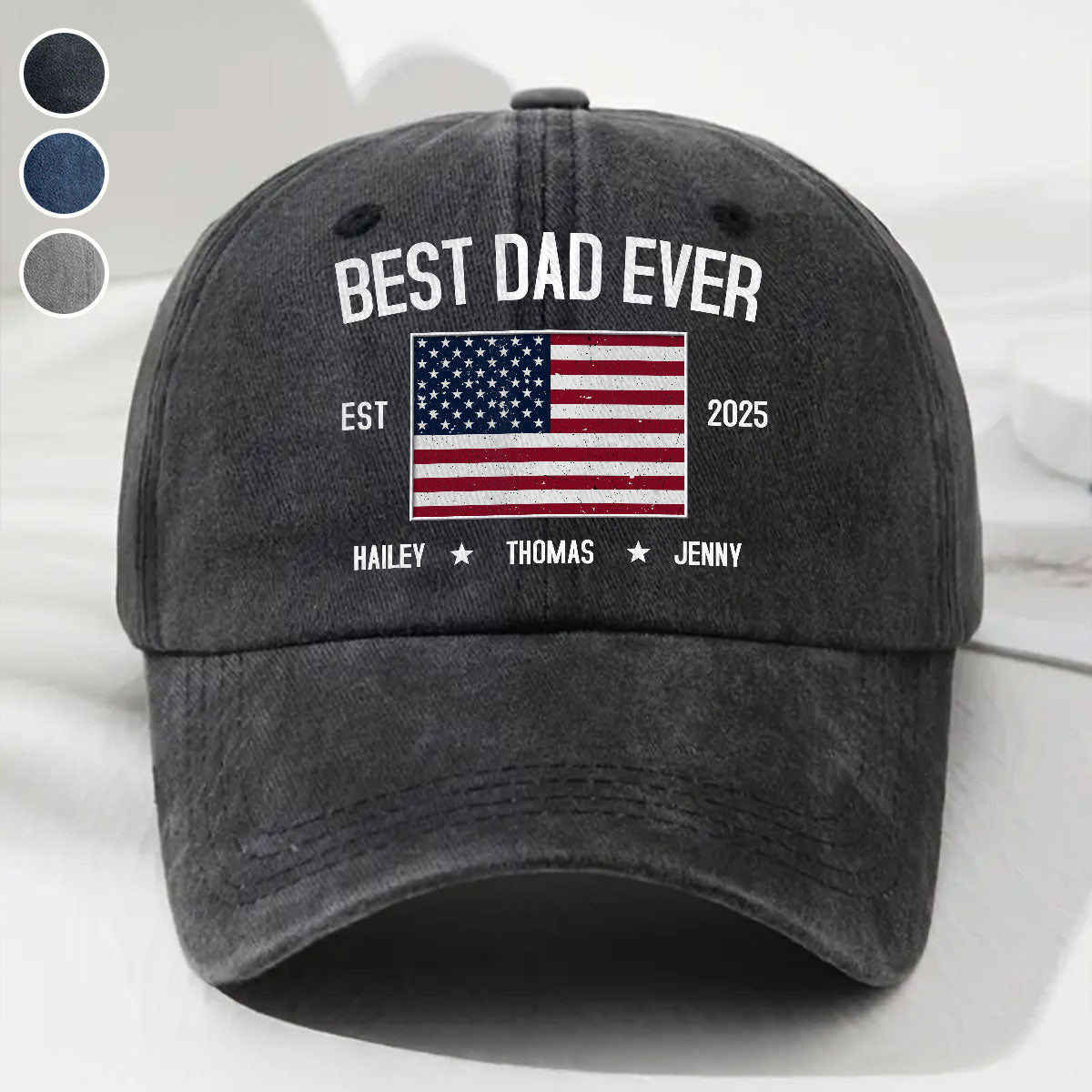 Dad Life Vibes - Personalized Custom Vintage Washed Denim Cap