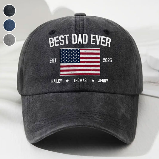Dad Life Vibes - Personalized Custom Vintage Washed Denim Cap
