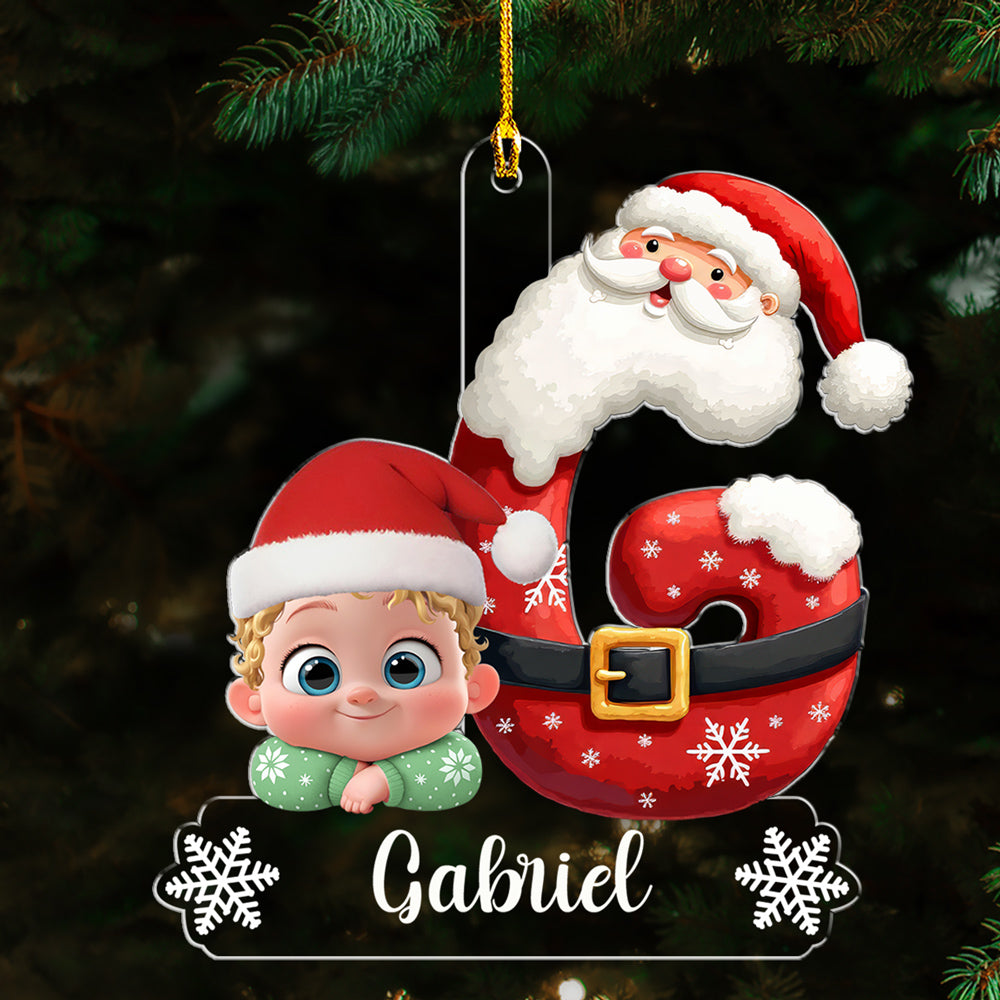 Baby And Santa - Personalized Custom Acrylic Ornament