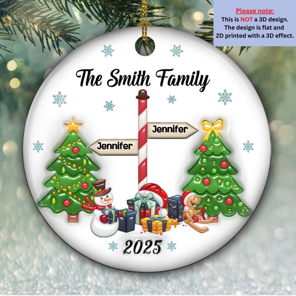 Our Family 2025 - Personalized Custom 3D Inflated Effect Ceramic Ornament