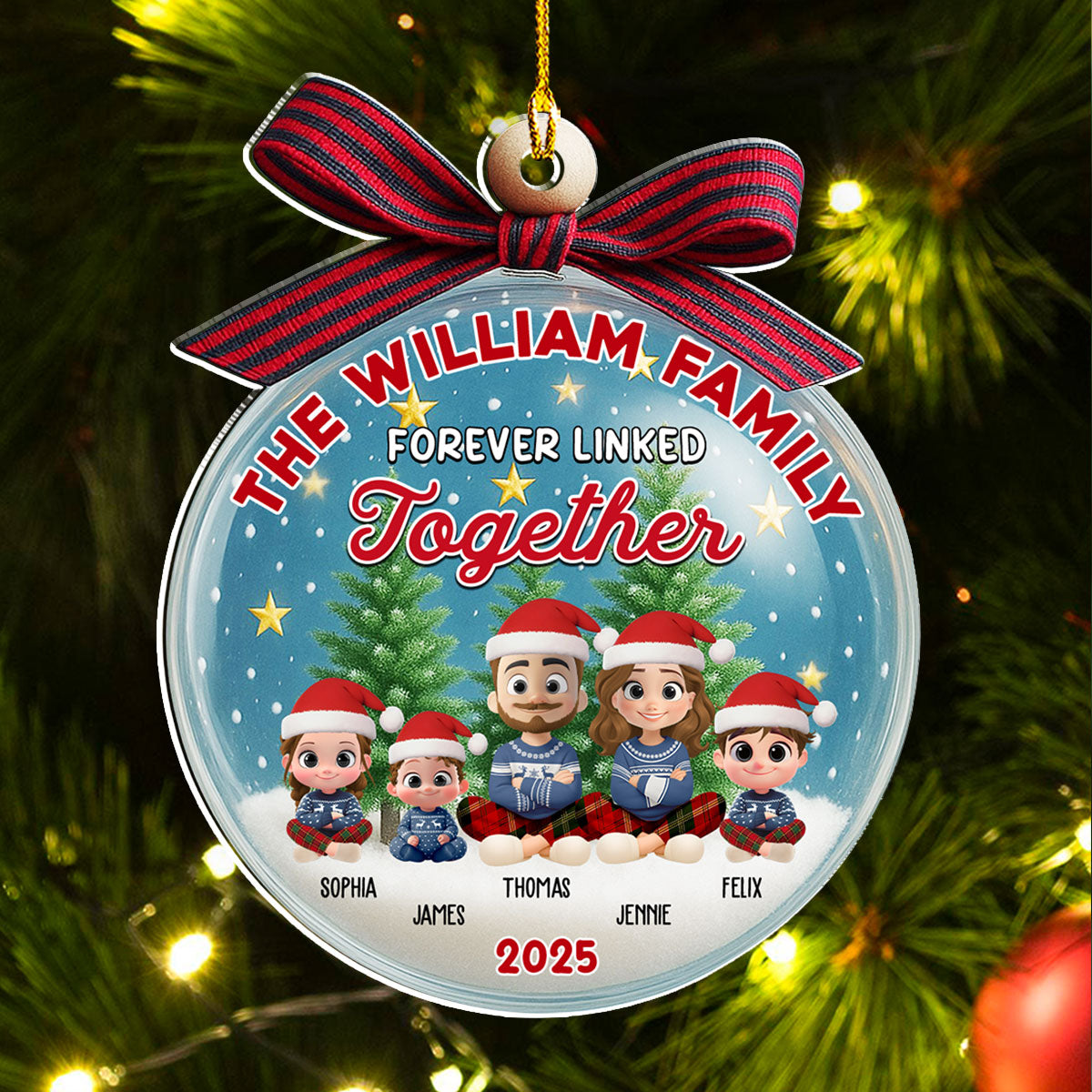 Family In Happy Ball - Personalized Custom Acrylic Ornament