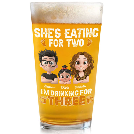 Dad Drinking For Three - Personalized Custom Beer Glass