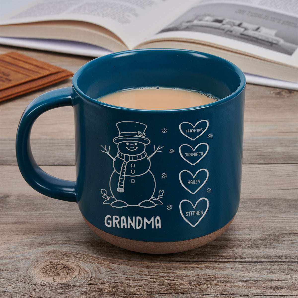 Snowman Grandma Ever - Personalized Custom Engraved Pottery Mug