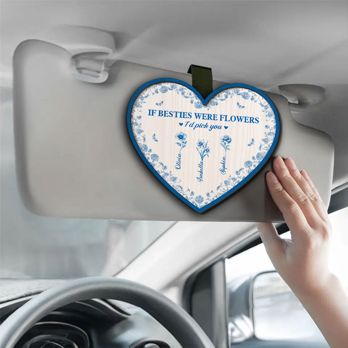 Blossoms Of Friendship - Personalized Custom Car Visor Clip