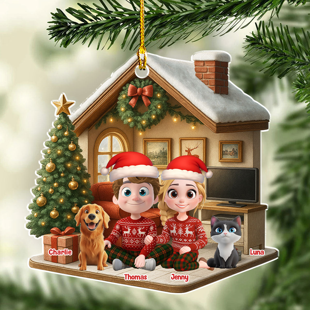 Under One Roof With Them - Personalized Custom 3D Effect Acrylic Ornament