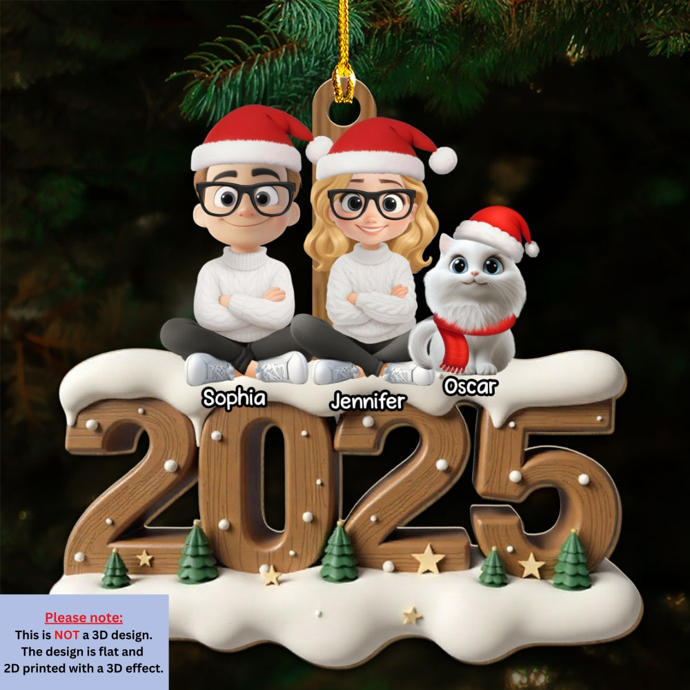 Together With Cats This Year Onwards - Personalized Custom 3D Effect Wood Ornament
