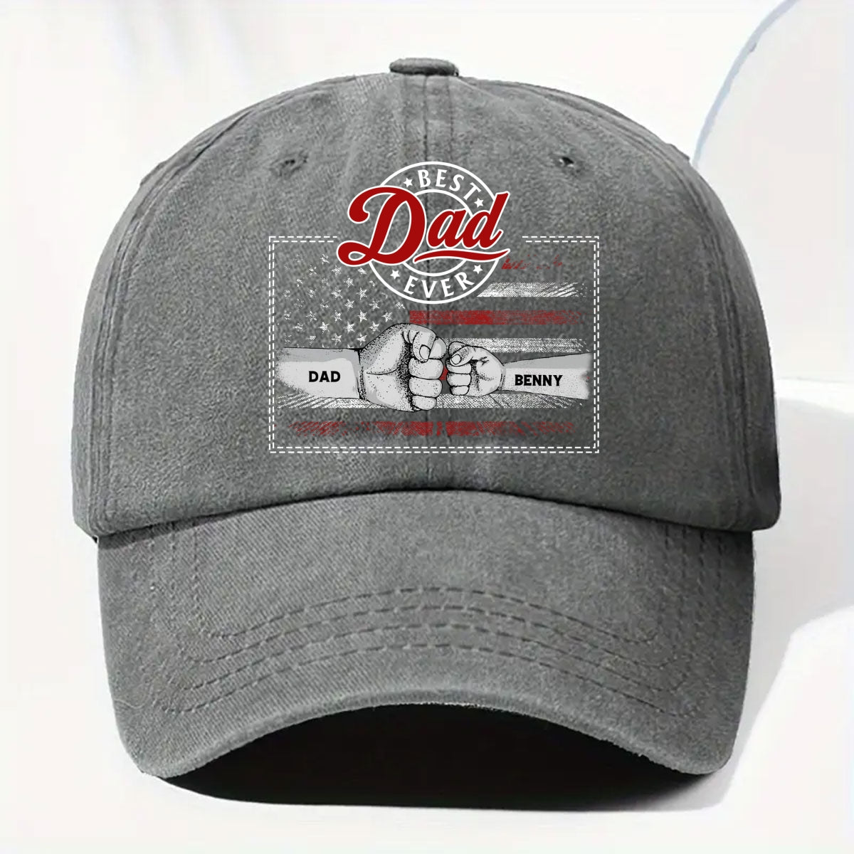 The Strength Of A Dad Is Born From Love - Personalized Custom Vintage Washed Denim Cap
