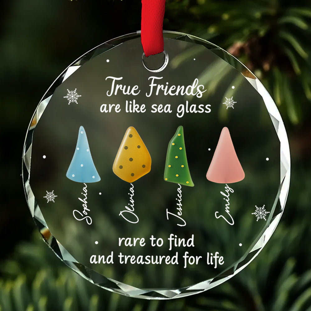 True Friend Are Like Sea Glass - Personalized Custom Glass Ornament