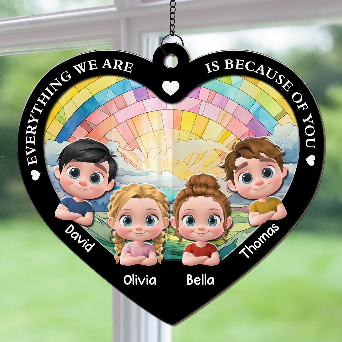 Everything We Are Is Because Of You - Personalized Custom Suncatcher