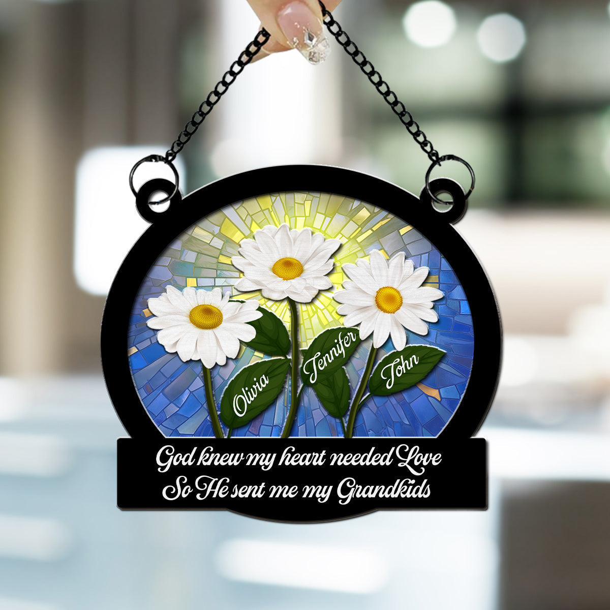 God Sent Me My Grandkids - Personalized Custom Suncatcher