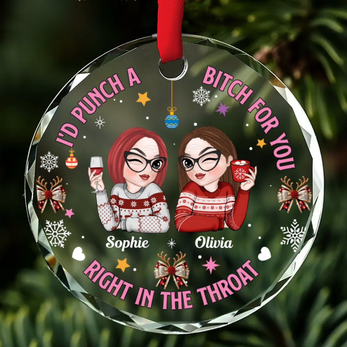 Right In The Throat - Personalized Custom Glass Ornament