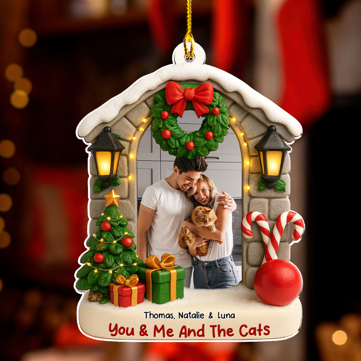 Bond Of Cat Love Photo - Personalized Custom 3D Effect Acrylic Ornament