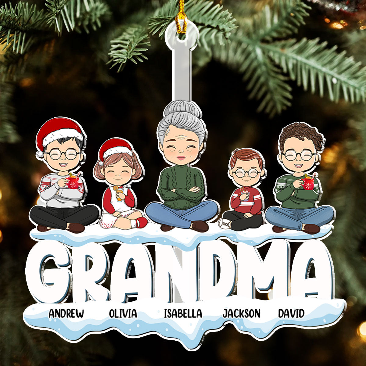 Grandparents And Kids - Personalized Custom Acrylic Ornament