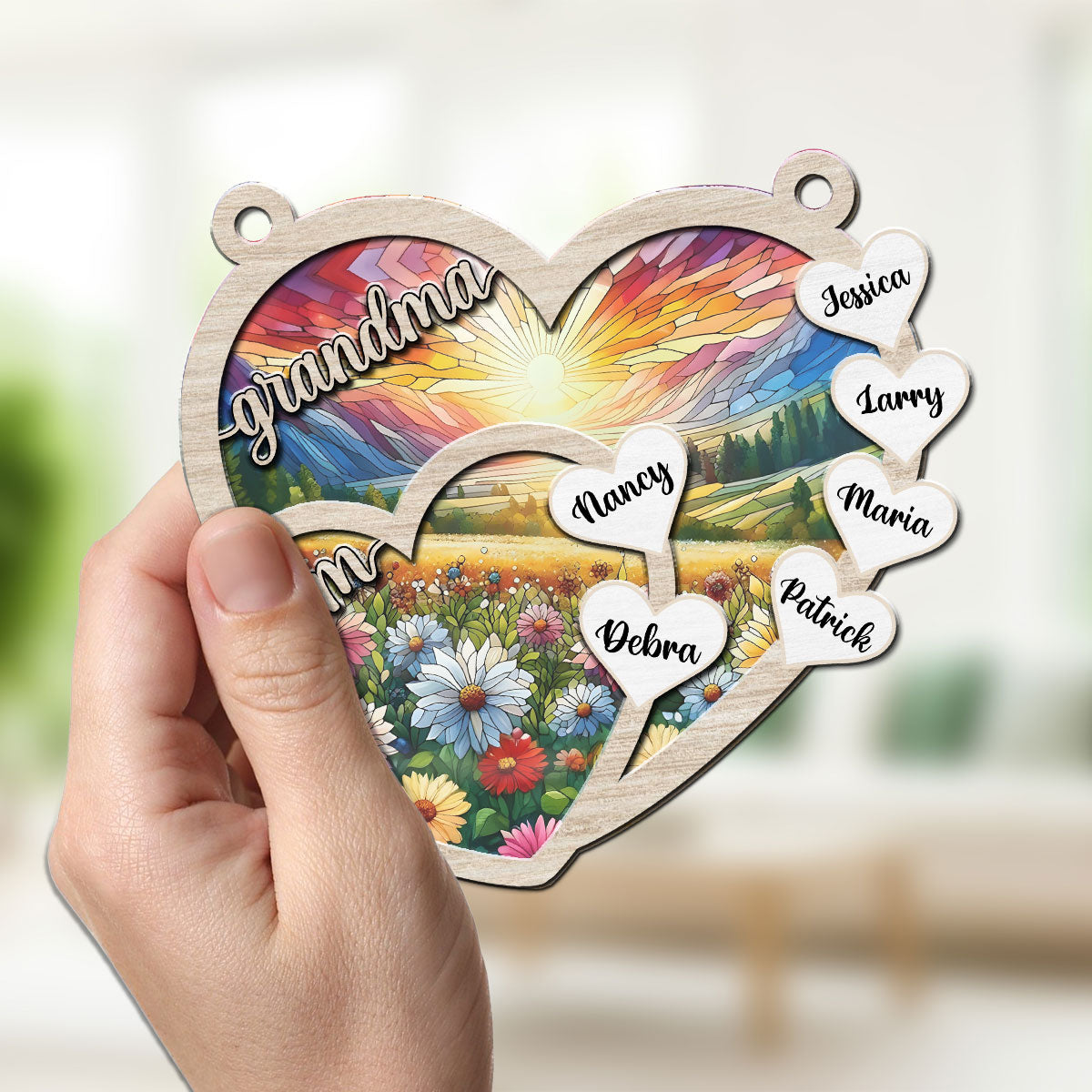 Grammy We Love You Forever - Personalized Custom Suncatcher 