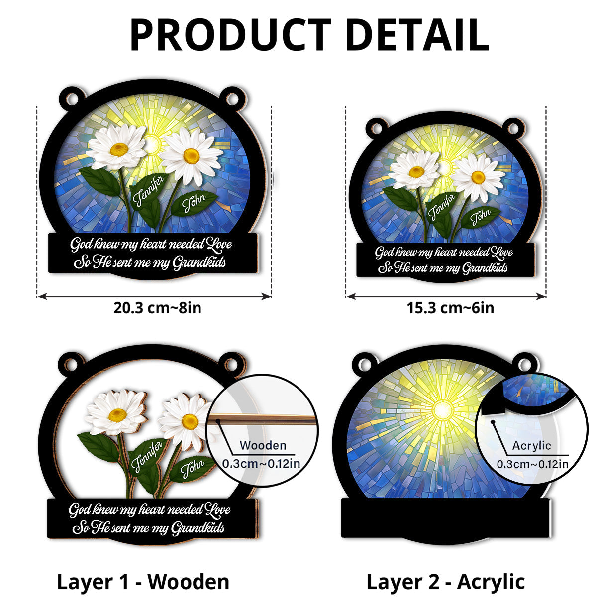 God Sent Me My Grandkids - Personalized Custom Suncatcher