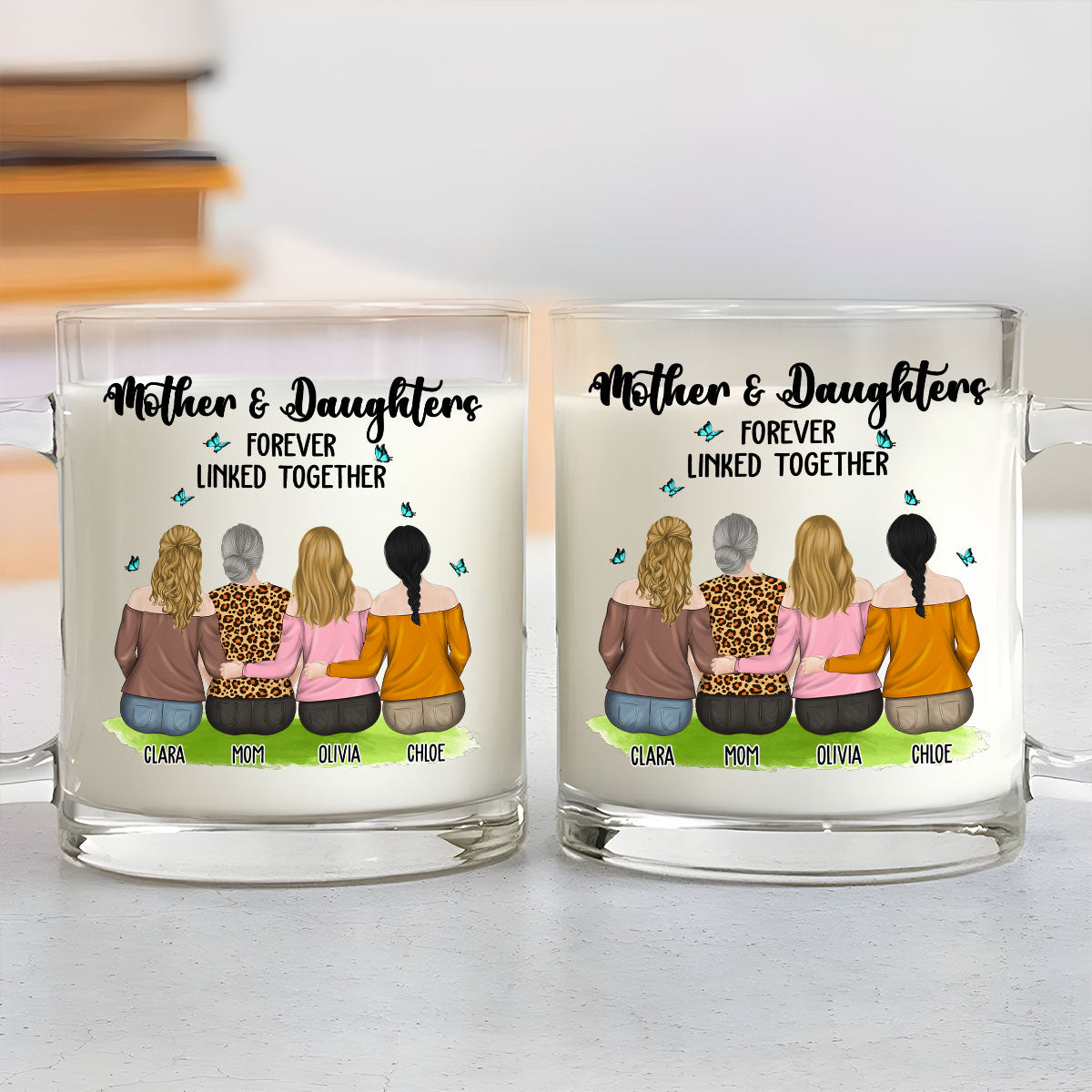 Mother And Daughter Connected By Love - Personalized Custom Glass Mug