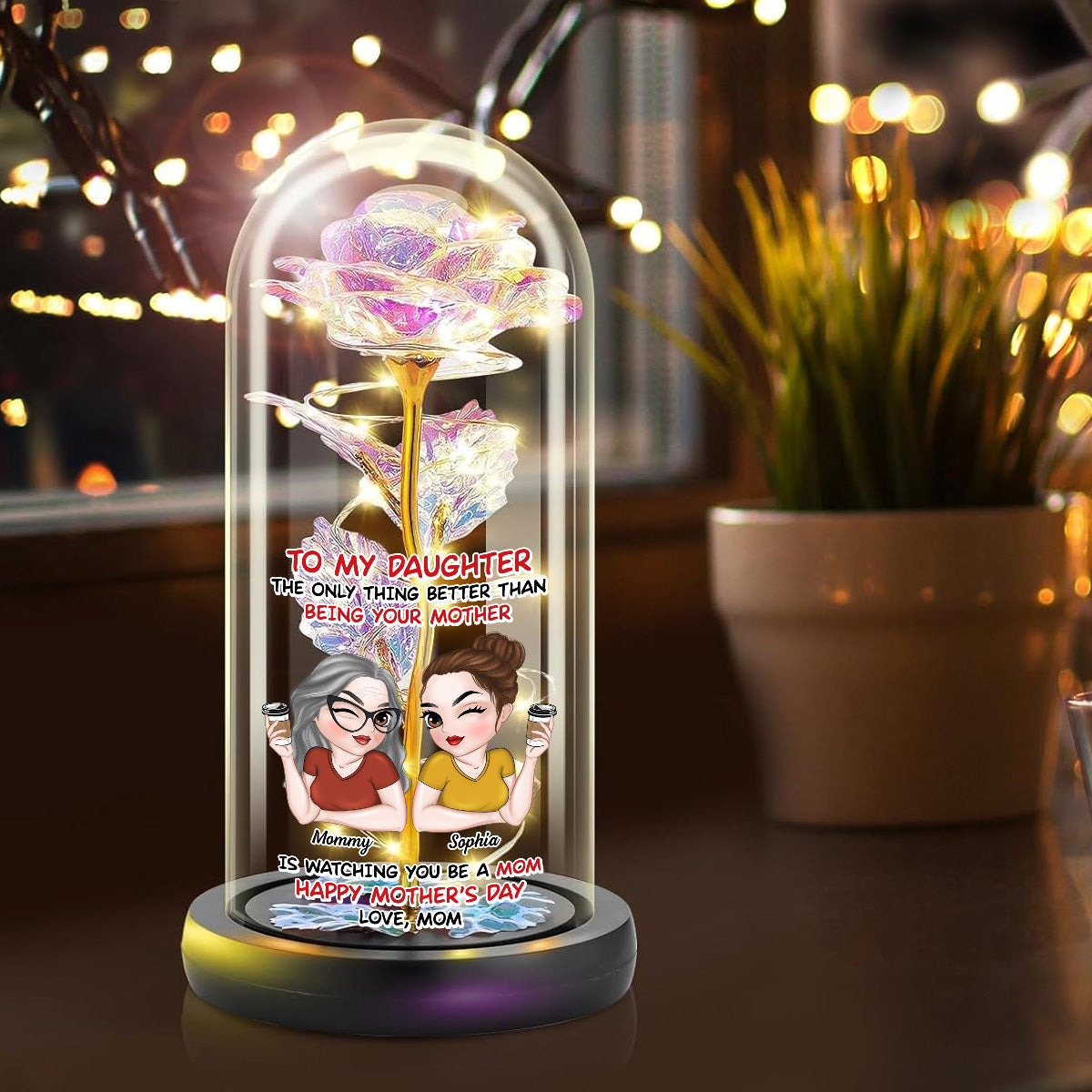 Watching You Be A Mom - Personalized Custom Sparkly Rose