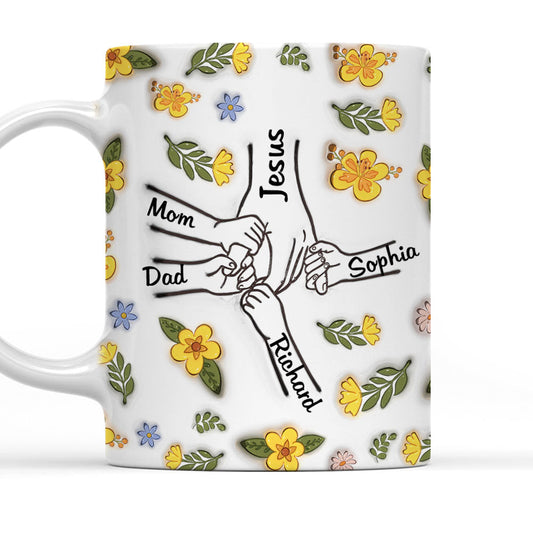 Jesus Holds Our Hand And Our Heart - Personalized Custom 3D Inflated Effect Mug