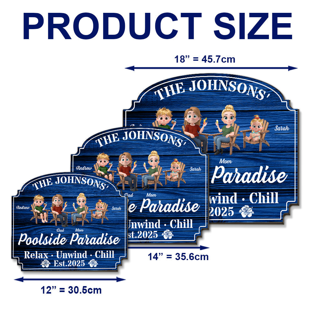 Our Poolside Paradise - Personalized Custom Wood Sign