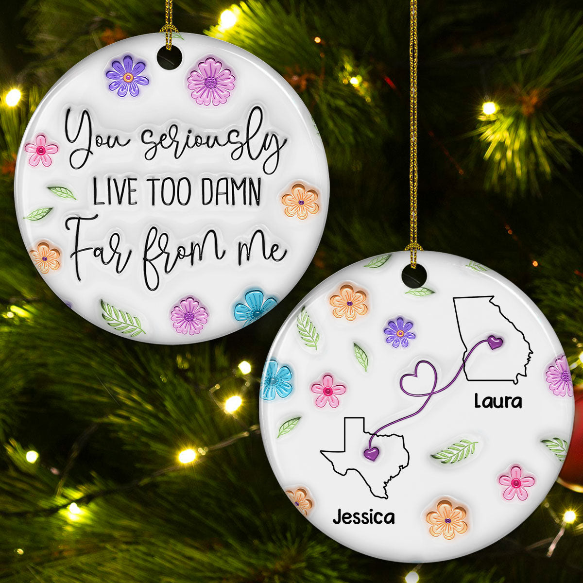 Way Too Many Miles Away - Personalized Custom 3D Inflated Effect Ceramic Ornament