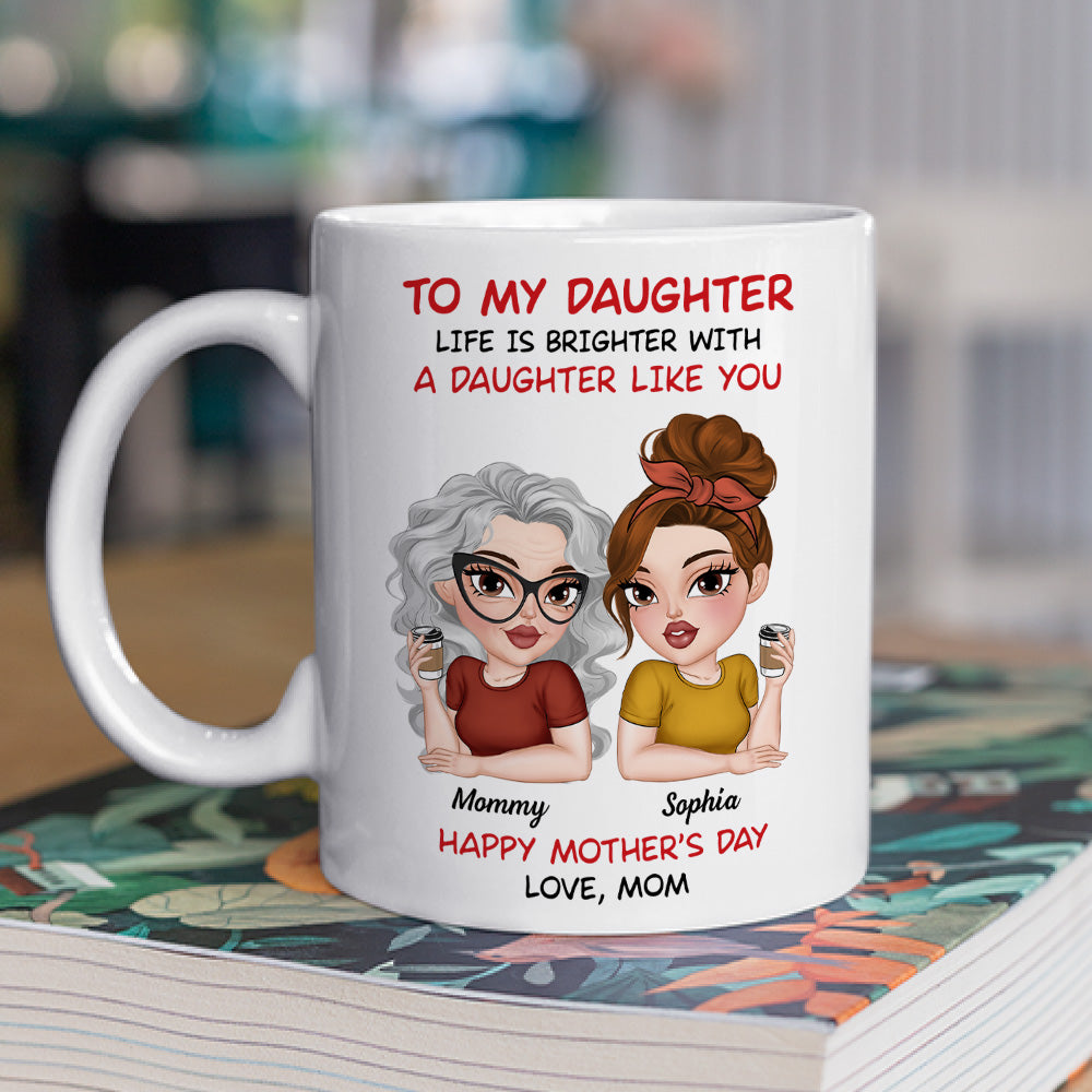Life Shines With Amazing Daughters - Personalized Custom Coffee Mug