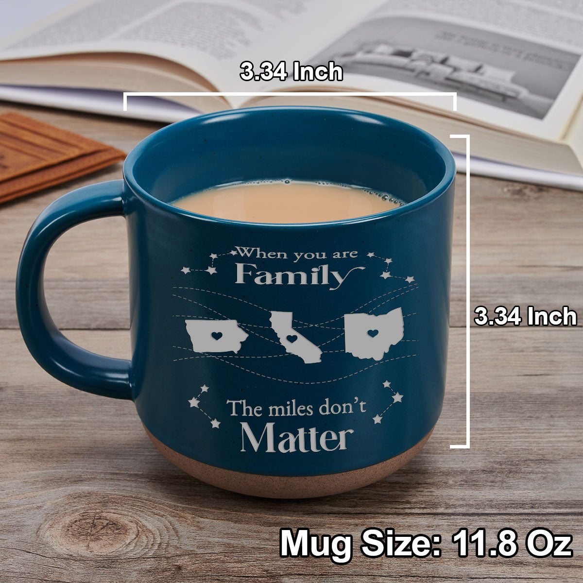 When You Are Family, Distance Does Not Matter - Personalized Custom Pottery Mug