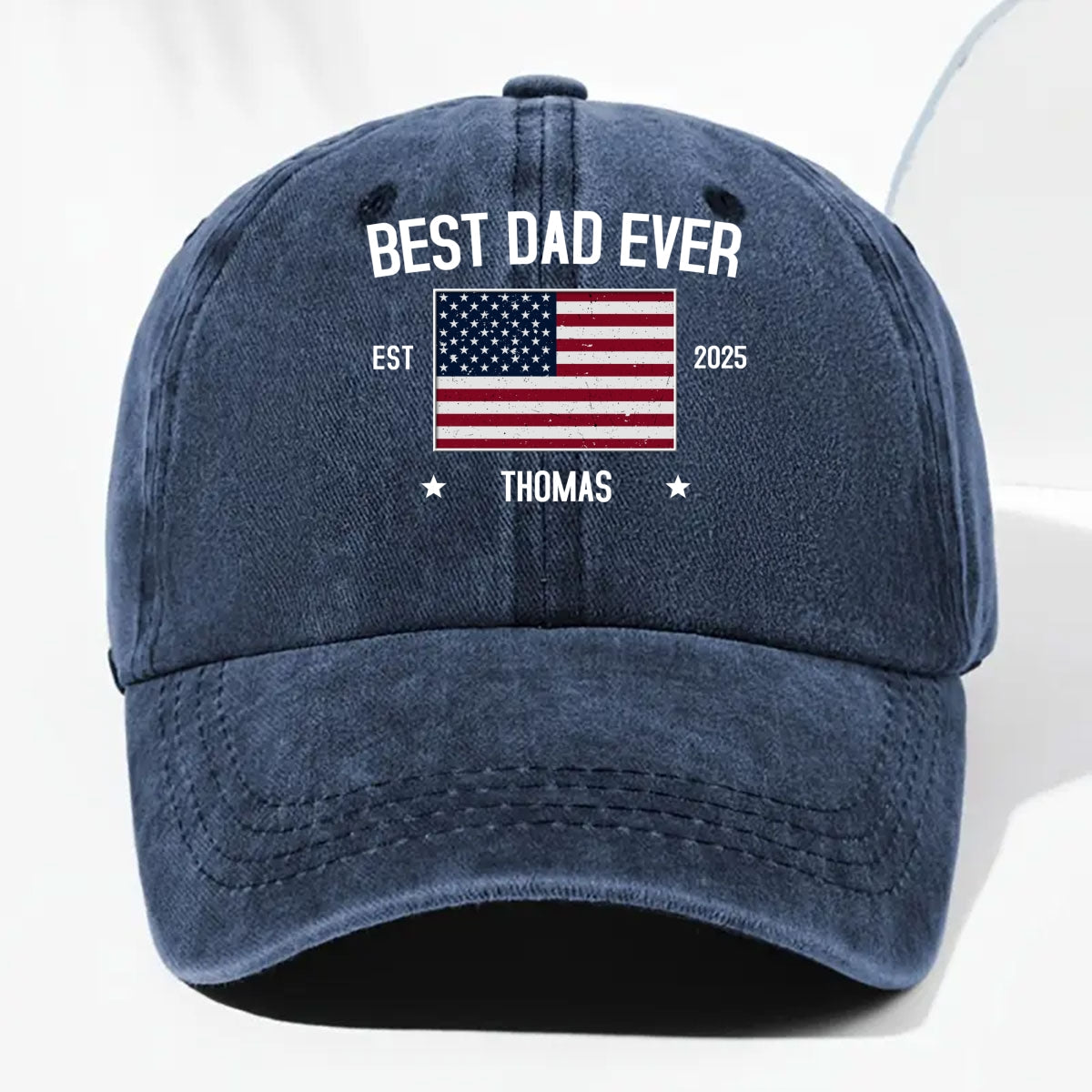 Dad Life Vibes - Personalized Custom Vintage Washed Denim Cap