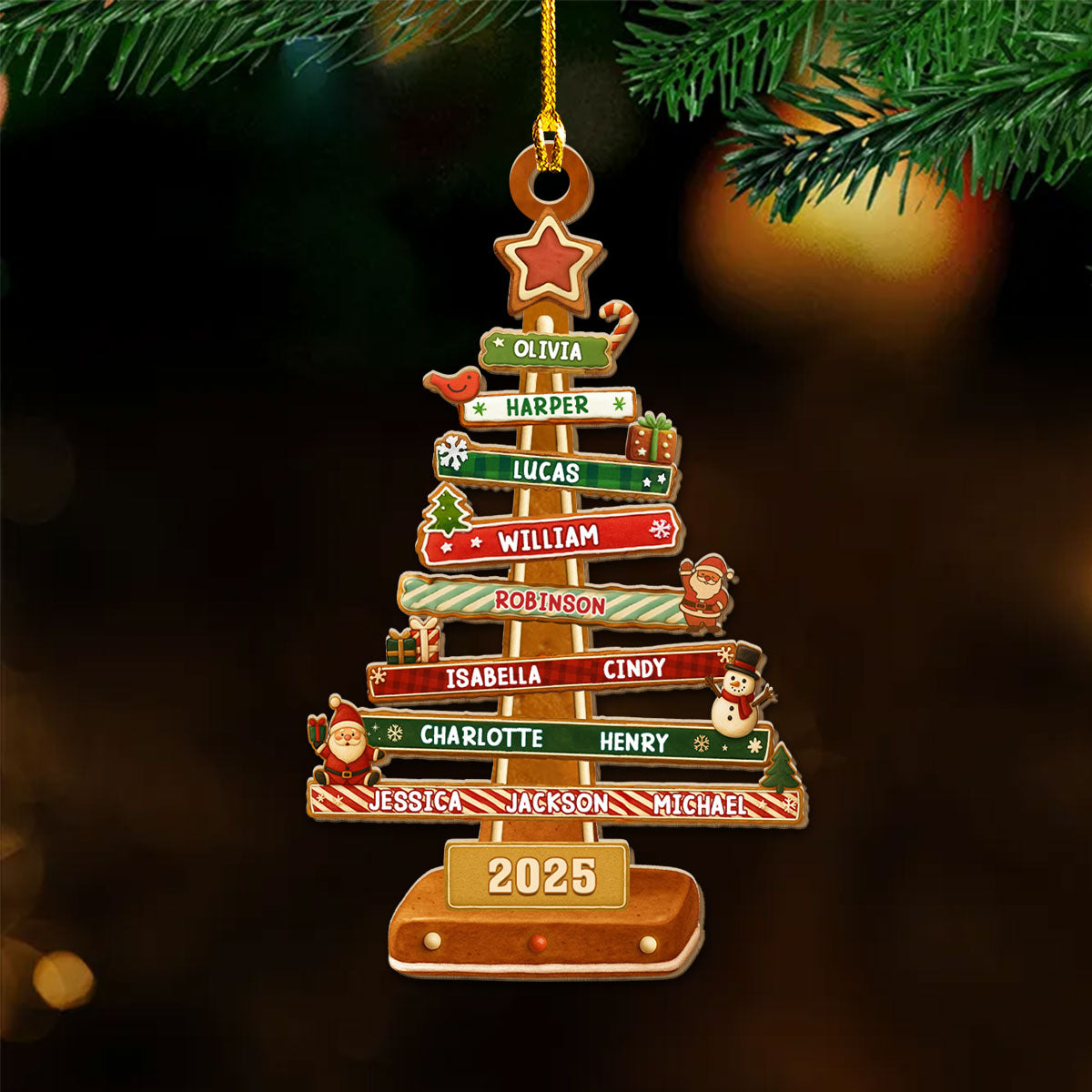 Gingerbread Christmas Tree - Personalized Custom Wood Ornament